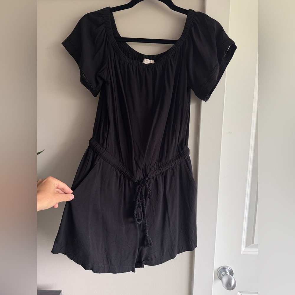 LOFT Black Off-Shoulder Romper